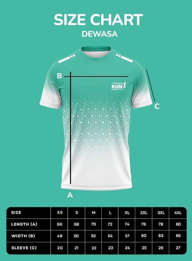 Size chart jersey dewasa Surplus Run